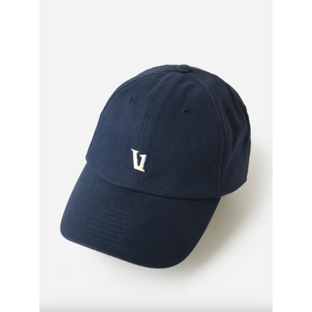 Vuori V1 Dad Hat 2.0 navy blue small logo cotton blend canvas baseball cap
